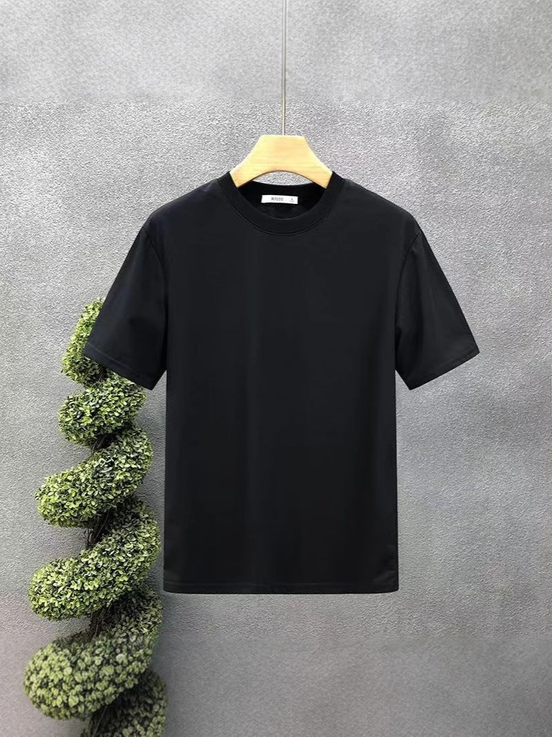 Running Volume 180G Milk Silk Pure White Short Sleeve T-Shirt Men'S Loose Casual Simple Bottoming Shirt Summer Coat - Image 3